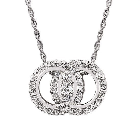 14K White Gold Diamond Marriage Symbol Necklace