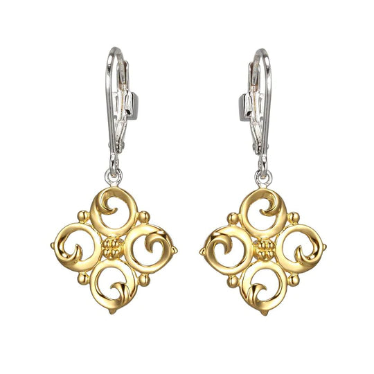 Sterling Silver Yellow Gold Plated Swirl Earrings