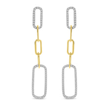 Load image into Gallery viewer, 14K Yellow Gold Paperclip Link Diamond Earrings