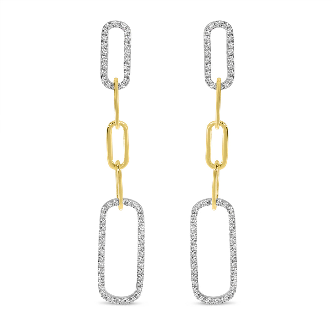 14K Yellow Gold Paperclip Link Diamond Earrings