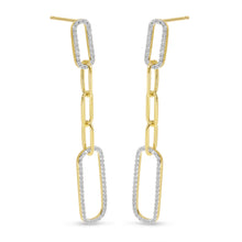Load image into Gallery viewer, 14K Yellow Gold Paperclip Link Diamond Earrings