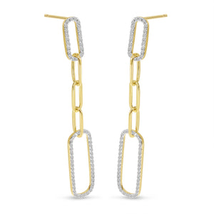 14K Yellow Gold Paperclip Link Diamond Earrings