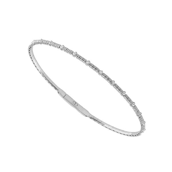 14K White Gold Diamond Flexible Bangle