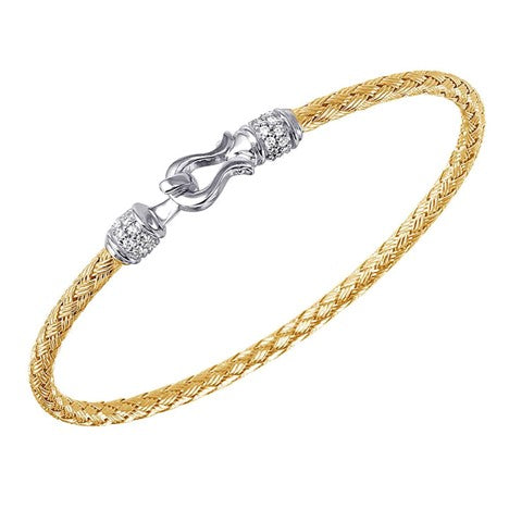Sterling Silver Yellow Gold Plated Hooking Bangle Bracelet