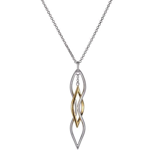 Sterling Silver Gold Plated Dangle Wave Necklace