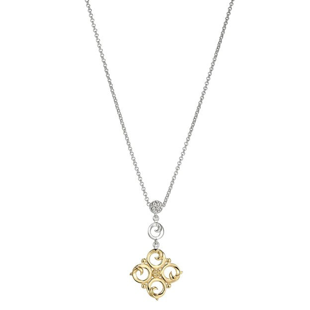 Sterling Silver Yellow Gold Plated Motif Necklace
