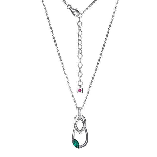Sterling Silver Lab Grown Emerald Interlocking Necklace