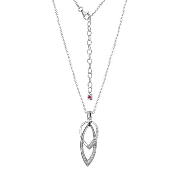 Sterling Silver Interlocking Link Pendant with Cubic Zirconia Accents