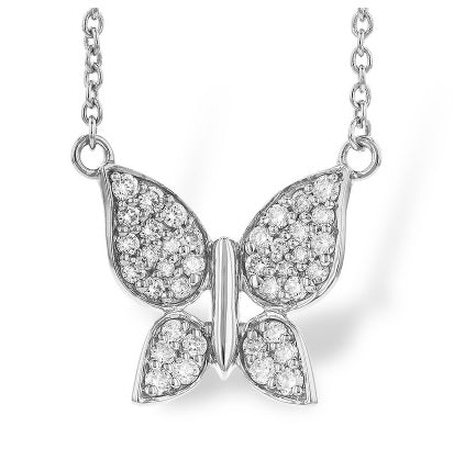 14K White Gold Diamond Butterfly Necklace