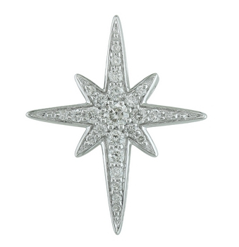 14K White Gold and Diamond Star Slide Pendant