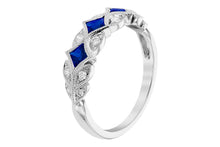 Load image into Gallery viewer, 14K White Gold Vintage Inspired Blue Sapphire Band
