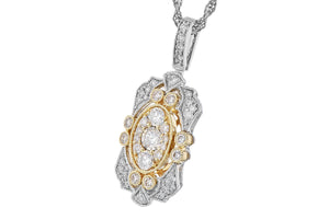 14K Two-Tone Gold Diamond Art Deco Necklace