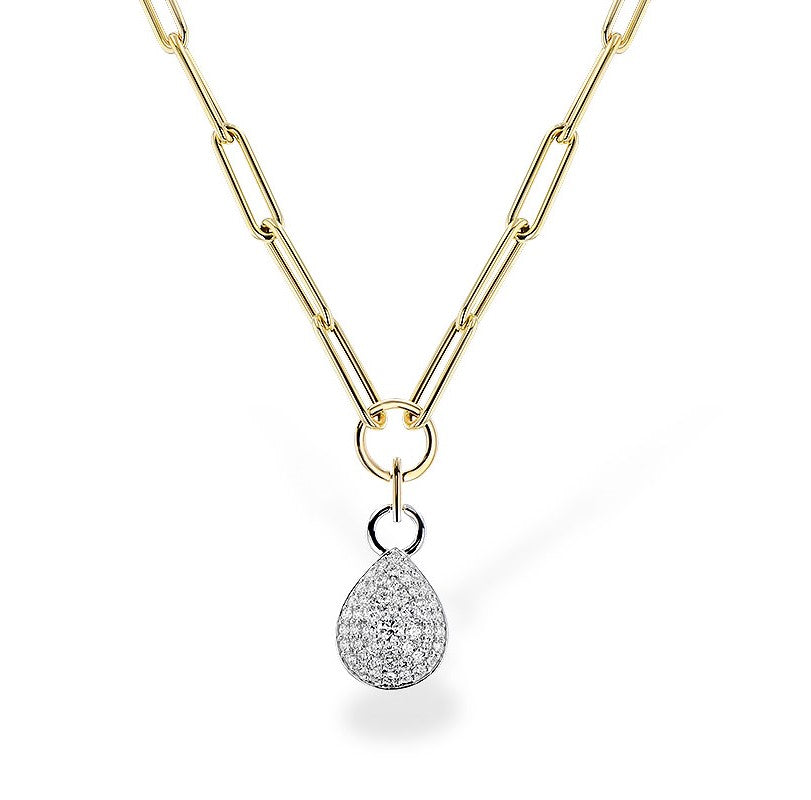 14K Two-Tone Gold Elongated Link Diamond Necklace