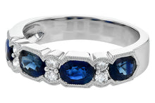 Load image into Gallery viewer, 14K White Gold, Blue Sapphire and Diamond Fashion Ring